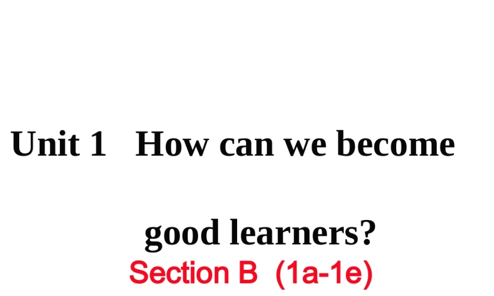 （娄底专用）秋九年级英语全册 Unit 1 How can we become good learners Section B（1a-1e）作业课件 （新版）人教新目标版-（新版）人教新目标版初中九年级全册英语课件