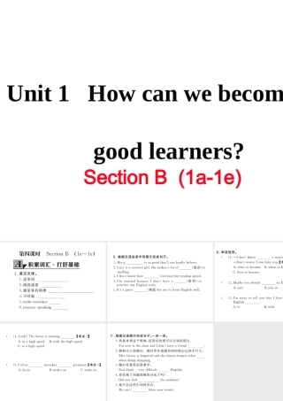 （娄底专用）秋九年级英语全册 Unit 1 How can we become good learners Section B（1a-1e）作业课件 （新版）人教新目标版-（新版）人教新目标版初中九年级全册英语课件