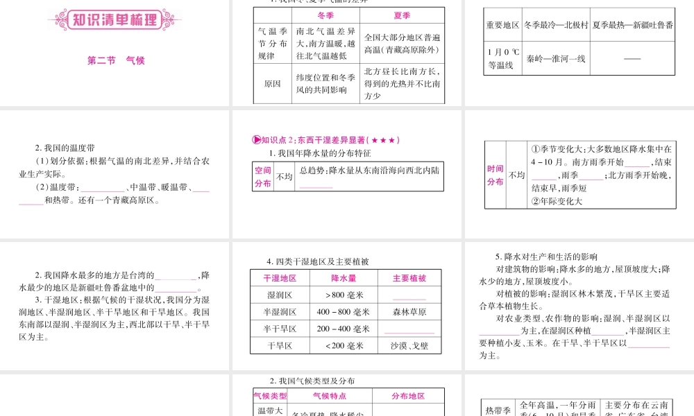 （人教通用）中考地理总复习 八上 第2章 中国的自然环境第2课时课件-人教版初中九年级全册地理课件
