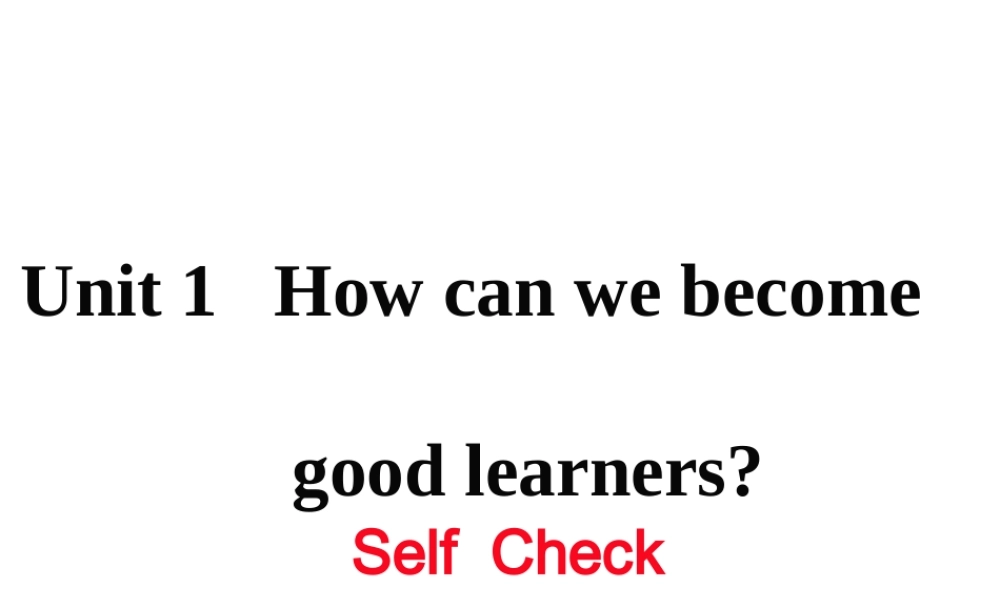 （娄底专用）秋九年级英语全册 Unit 1 How can we become good learners Self Check作业课件 （新版）人教新目标版-（新版）人教新目标版初中九年级全册英语课件
