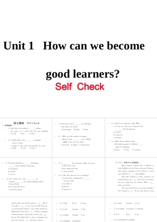 （娄底专用）秋九年级英语全册 Unit 1 How can we become good learners Self Check作业课件 （新版）人教新目标版-（新版）人教新目标版初中九年级全册英语课件