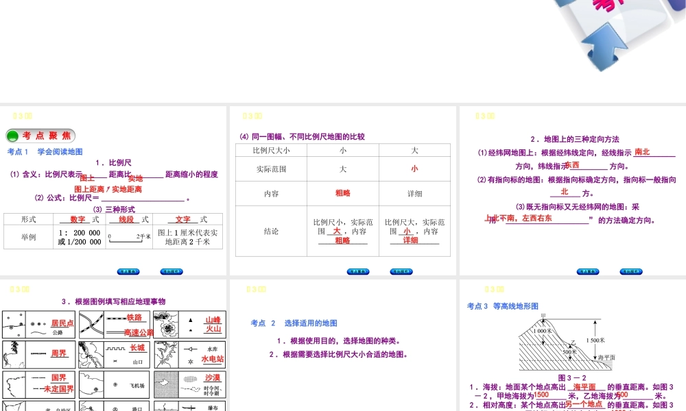 （呼伦贝尔兴安盟专版）中考地理复习方案 教材梳理篇 第3课时 地图的阅读课件-人教版初中九年级全册地理课件