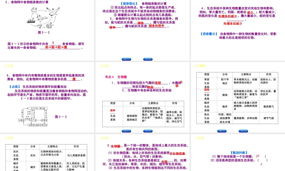 （北京专版）中考生物复习方案 主题二 生物与环境 第3课时 生态系统和生物圈课件-人教版初中九年级全册生物课件