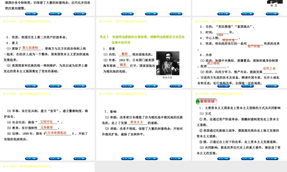 （包头专版）中考历史复习 第四部分 世界近代史 第十六单元 资产阶级统治的巩固与扩大课件-人教版初中九年级全册历史课件