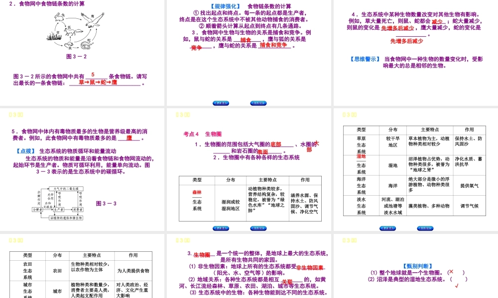 （北京专版）中考生物复习方案 主题二 生物与环境 第3课时 生态系统和生物圈课件-人教级全册生物课件