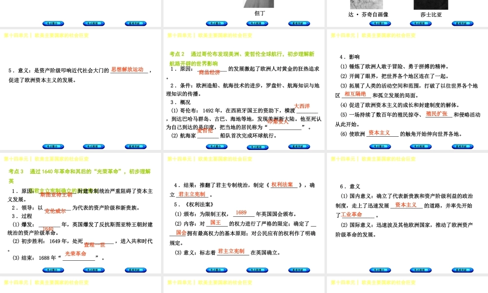 （包头专版）中考历史复习 第四部分 世界近代史 第十四单元 欧美主要国家的社会巨变课件-人教版初中九年级全册历史课件