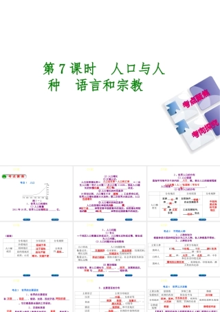 （呼伦贝尔兴安盟专版）中考地理复习方案 教材梳理篇 第7课时 人口与人种 语言和宗教课件-人教版初中九年级全册地理课件