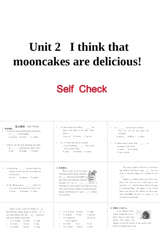 （娄底专用）秋九年级英语全册 Unit 2 I think that mooncakes are delicious Self Check作业课件 （新版）人教新目标版-（新版）人教新目标版初中九年级全册英语课件