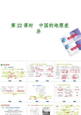 （呼伦贝尔兴安盟专版）中考地理复习方案 教材梳理篇 第22课时 中国的地理差异课件-人教版初中九年级全册地理课件