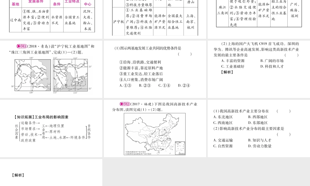 （人教通用）中考地理总复习 八上 第4章 中国的经济发展第2课时课件-人教版初中九年级全册地理课件
