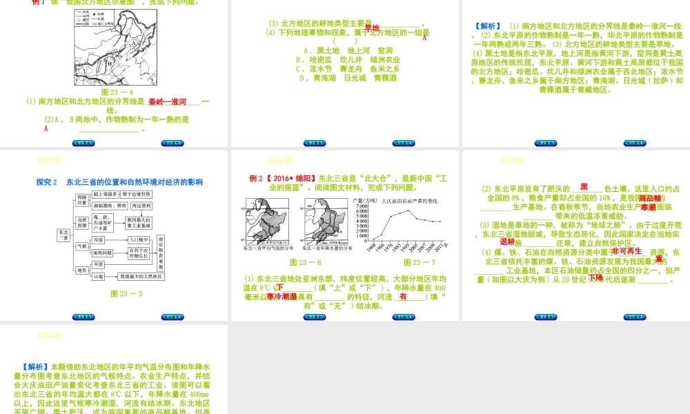 （呼伦贝尔兴安盟专版）中考地理复习方案 教材梳理篇 第23课时 自然特征与农业 东北三省课件-人教版初中九年级全册地理课件