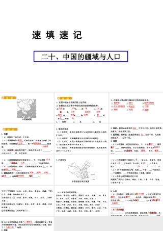 （人教通用）中考地理总复习 二十 中国的疆域与人口课件-人教版初中九年级全册地理课件