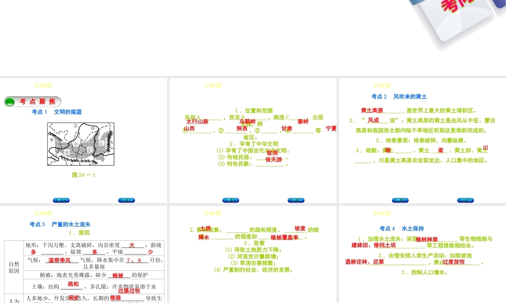 （呼伦贝尔兴安盟专版）中考地理复习方案 教材梳理篇 第24课时 黄土高原 北京课件-人教版初中九年级全册地理课件
