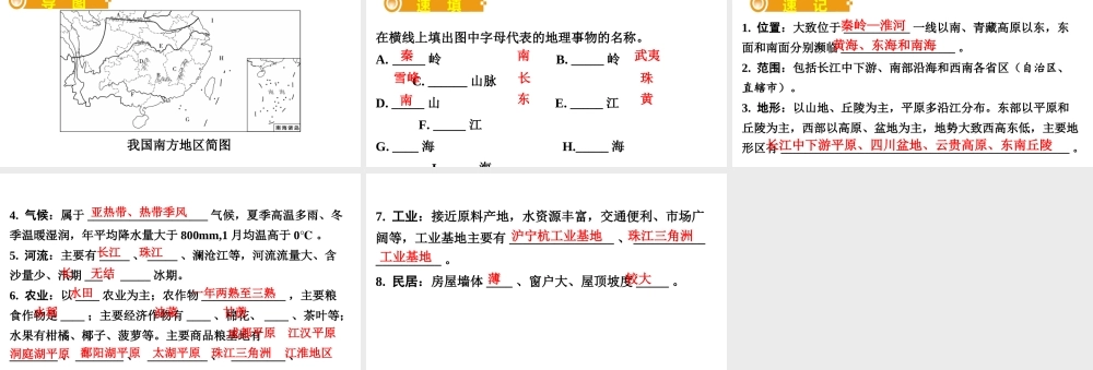 （人教通用）中考地理总复习 二十八 南方地区课件-人教版初中九年级全册地理课件