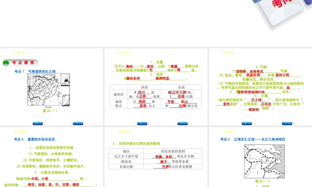 （呼伦贝尔兴安盟专版）中考地理复习方案 教材梳理篇 第25课时 自然特征与农业 长江三角洲地区课件-人教版初中九年级全册地理课件