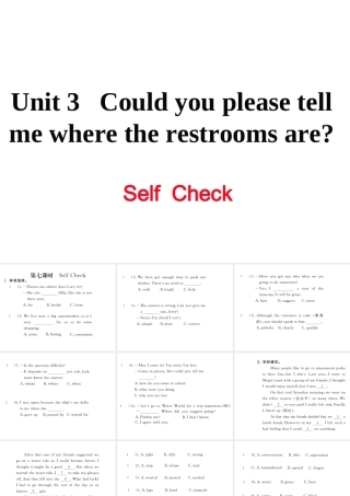 （娄底专用）秋九年级英语全册 Unit 3 Could you please tell me where the restrooms are Self Check作业课件 （新版）人教新目标版-（新版）人教新目标版初中九年级全册英语课件