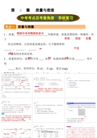 （全国版）中考物理总复习 第九章 质量与密度课件-人教版初中九年级全册物理课件