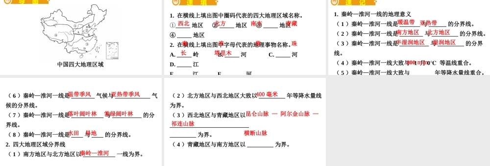（人教通用）中考地理总复习 二十六 中国四大地理区域划分课件-人教版初中九年级全册地理课件