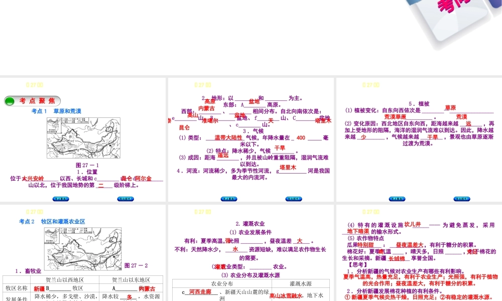 （呼伦贝尔兴安盟专版）中考地理复习方案 教材梳理篇 第27课时 自然特征与农业 塔里木盆地课件-人教版初中九年级全册地理课件