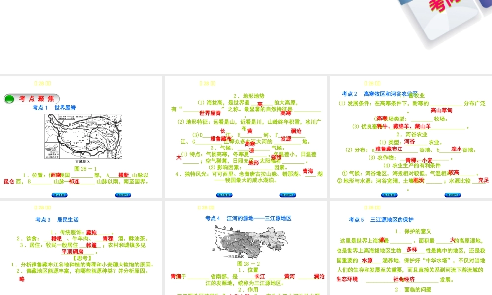 （呼伦贝尔兴安盟专版）中考地理复习方案 教材梳理篇 第28课时 自然特征与农业 三江源地区 中国在世界中课件-人教版初中九年级全册地理课件