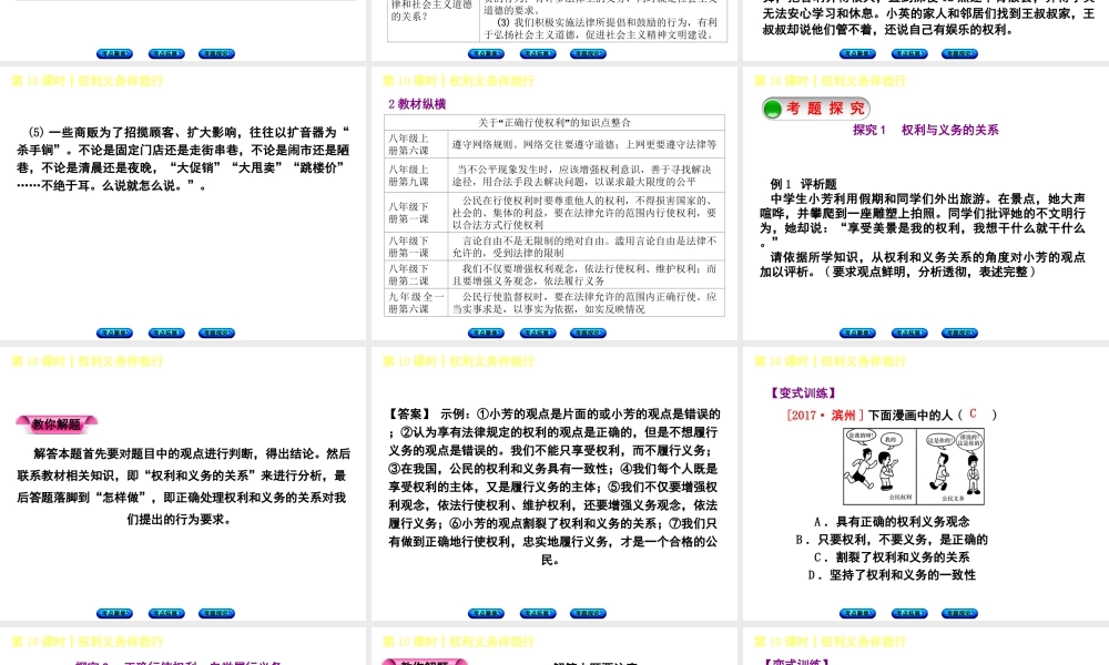（呼伦贝尔兴安盟专版）中考政治复习方案 第二部分 八年级 第10课时 权利义务伴我行教材梳理课件-人教版初中九年级全册政治课件