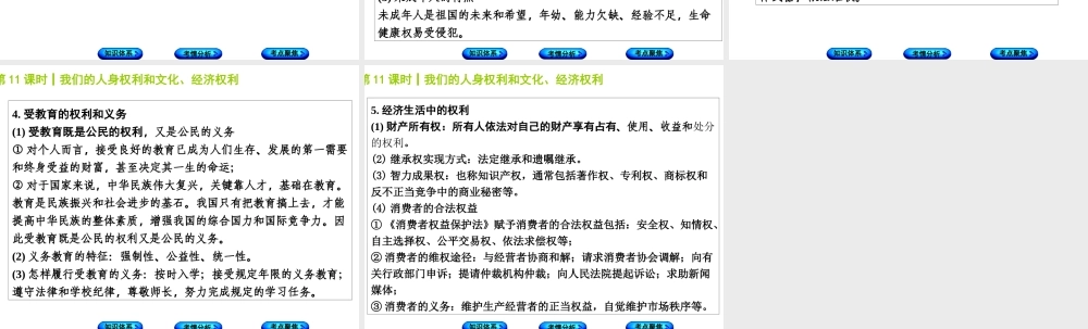 （包头专版）中考政治复习方案 第二部分 八年级 第11课时 我们的人身权利和文化 经济权利教材梳理课件-人教版初中九年级全册政治课件