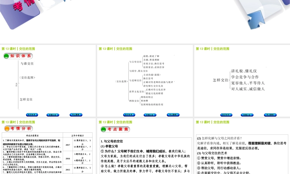 （包头专版）中考政治复习方案 第二部分 八年级 第13课时 交往的范围教材梳理课件-人教版初中九年级全册政治课件