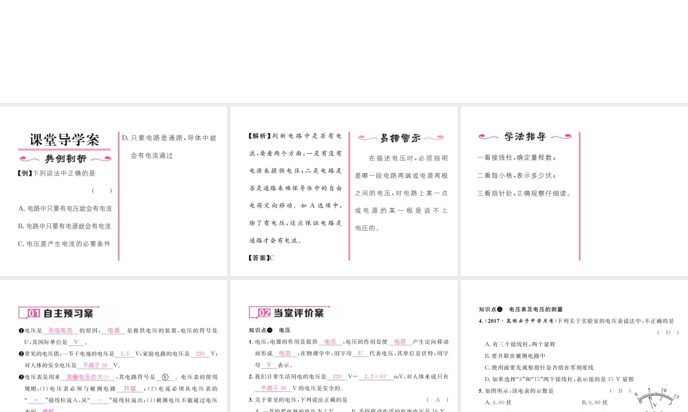 （云南专用）九年级物理全册 14.5 测量电压 第1课时 电压和电压表作业课件 （新版）沪科版-（新版）沪科版初中九年级全册物理课件