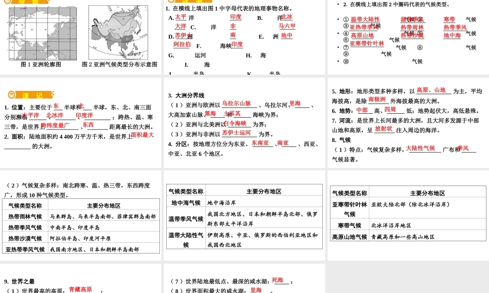 （人教通用）中考地理总复习 七 亚洲课件-人教版初中九年级全册地理课件