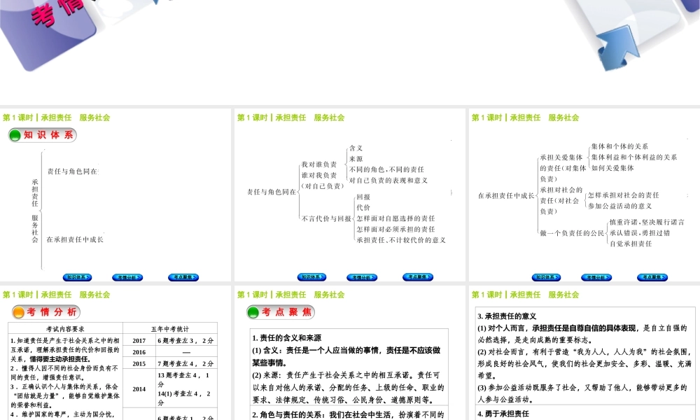 （包头专版）中考政治复习方案 第一部分 九年级全一册 第1课时 承担责任 服务社会教材梳理课件-人教版初中九年级全册政治课件
