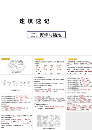 （人教通用）中考地理总复习 三 海洋与陆地课件-人教版初中九年级全册地理课件