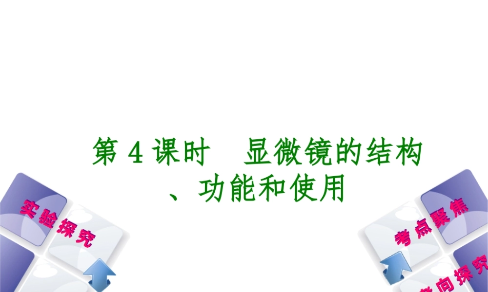 （北京专版）中考生物复习方案 主题三 生物体的结构层次 第4课时 显微镜的结构、功能和使用课件-人教版初中九年级全册生物课件