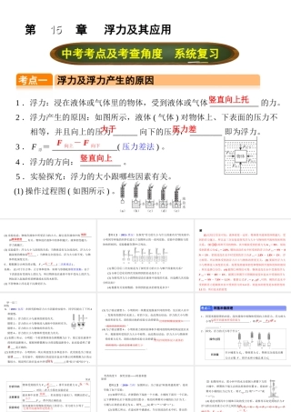 （全国版）中考物理总复习 第十五章 浮力及其应用课件-人教版初中九年级全册物理课件