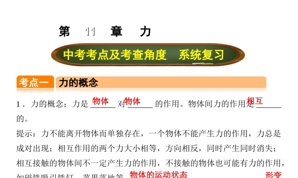 （全国版）中考物理总复习 第十一章 力课件-人教版初中九年级全册物理课件