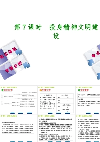 （包头专版）中考政治复习方案 第一部分 九年级全一册 第7课时 投身精神文明建设教材梳理课件-人教版初中九年级全册政治课件