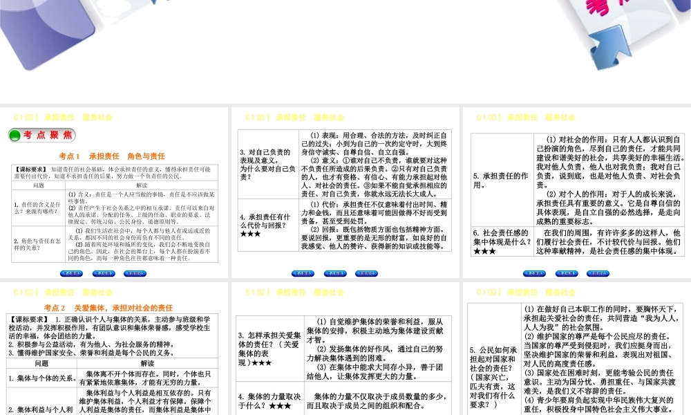 （呼伦贝尔兴安盟专版）中考政治复习方案 第一部分 九年级全一册 第1课时 承担责任 服务社会教材梳理课件-人教版初中九年级全册政治课件
