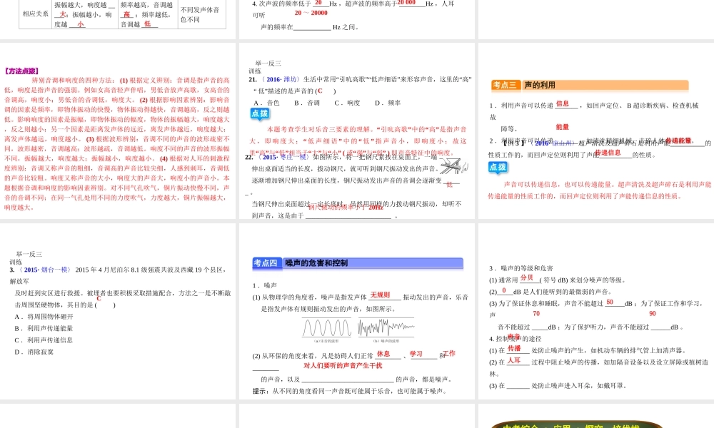 （全国版）中考物理总复习 第一章 声现象课件-人教版初中九年级全册物理课件