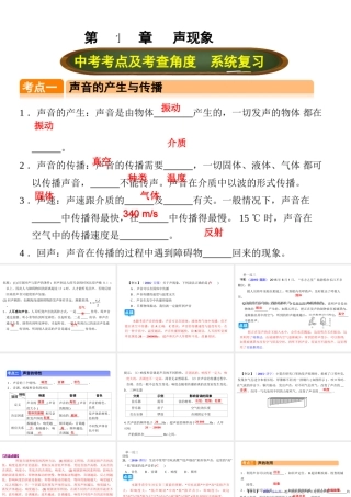 （全国版）中考物理总复习 第一章 声现象课件-人教版初中九年级全册物理课件