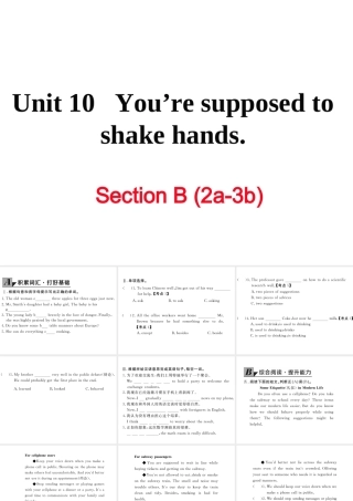 （娄底专用）秋九年级英语全册 Unit 10 You’re supposed to shake hands Section B（2a-3b）作业课件 （新版）人教新目标版-（新版）人教新目标版初中九年级全册英语课件