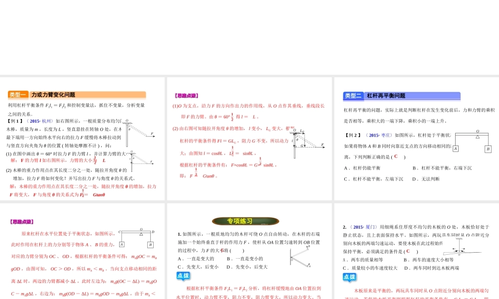 （全国版）中考物理总复习 专题三 动态杠杆课件-人教版初中九年级全册物理课件