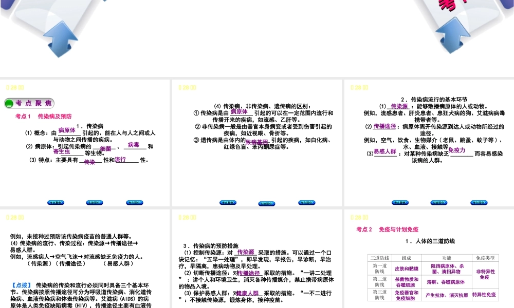 （北京专版）中考生物复习方案 主题十 健康地生活 第28课时 健康地生活课件-人教级全册生物课件