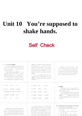 （娄底专用）秋九年级英语全册 Unit 10 You’re supposed to shake hands Self Check作业课件 （新版）人教新目标版-（新版）人教新目标版初中九年级全册英语课件