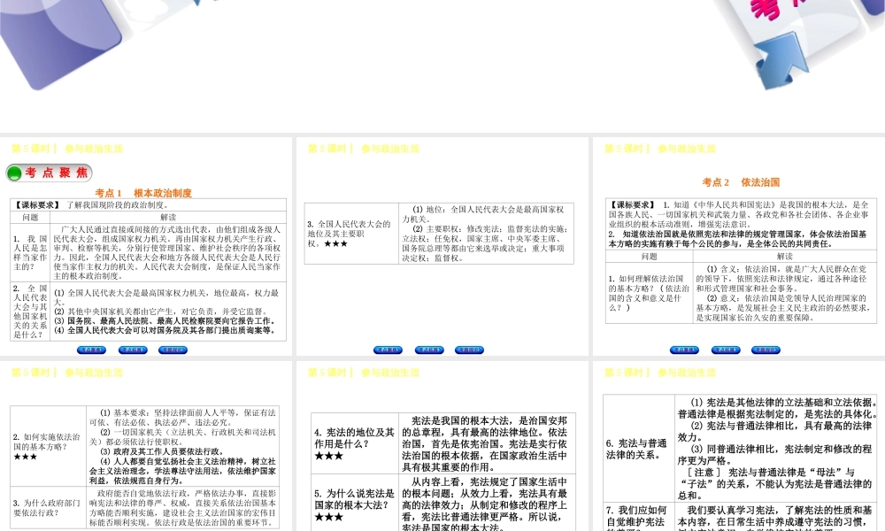 （呼伦贝尔兴安盟专版）中考政治复习方案 第一部分 九年级全一册 第5课时 参与政治生活教材梳理课件-人教版初中九年级全册政治课件