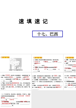 （人教通用）中考地理总复习 十七 巴西课件-人教版初中九年级全册地理课件