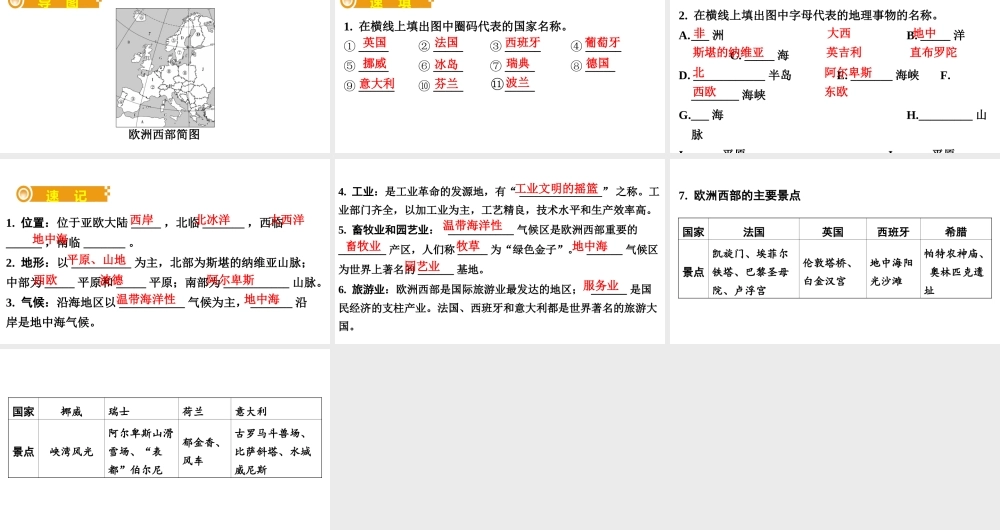 （人教通用）中考地理总复习 十一 欧洲西部课件-人教版初中九年级全册地理课件