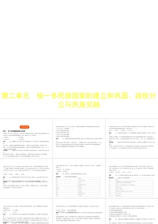 （全国通用）中考历史一轮复习 第二单元 统一多民族国家的建立和巩固、政权分立与民族交融（试卷部分）课件-人教版初中九年级全册历史课件
