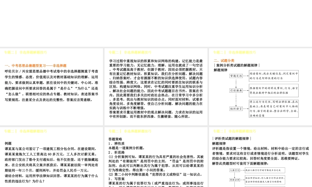 （呼伦贝尔兴安盟专版）中考政治复习方案 专题二 非选择题解题技巧课件-人教版初中九年级全册政治课件