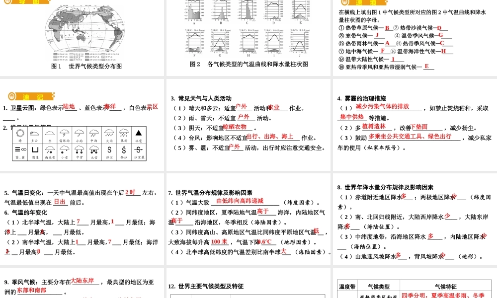 （人教通用）中考地理总复习 五 天气与气候课件-人教版初中九年级全册地理课件