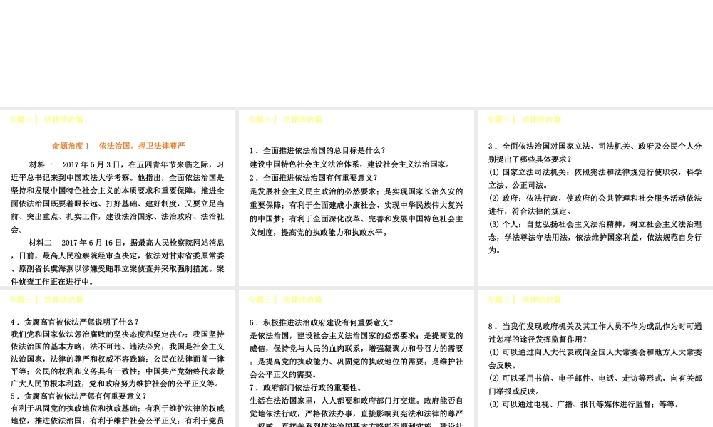 （呼伦贝尔兴安盟专版）中考政治复习方案 专题突破篇三 法律法治篇课件-人教版初中九年级全册政治课件