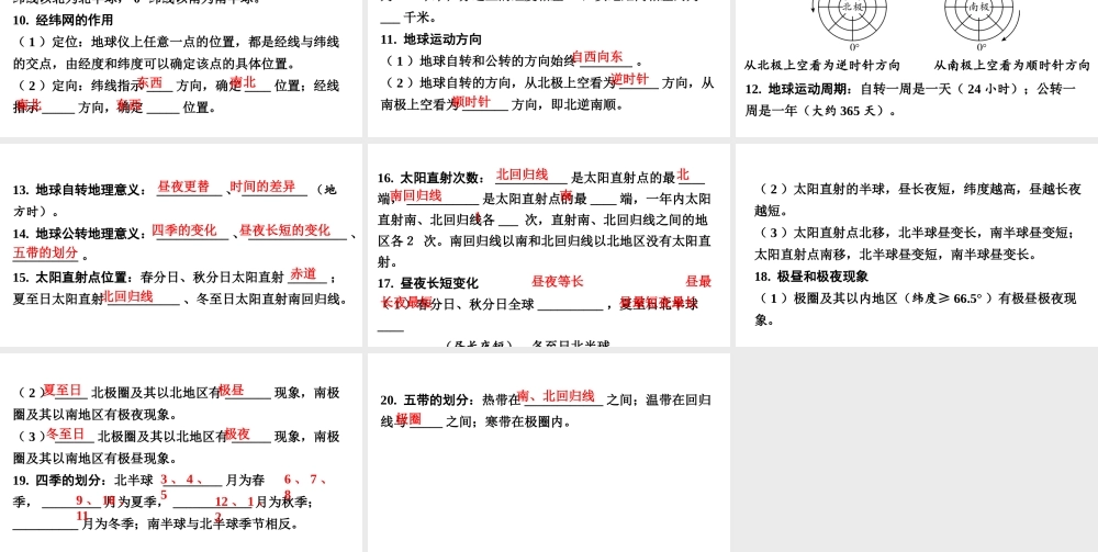 （人教通用）中考地理总复习 一  地球课件-人教版初中九年级全册地理课件
